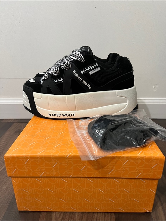 Naked Wolfe Shoes - Naked Wolfe Black & White Chunky Platform Sneakers
